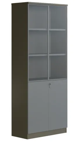 Stilvoller Grauer Aktenschrank für modernes Arbeitszimmer - Moderner Aktenschrank mit 4 Türen und hochwertiger Verarbeitung. Ideal für Ihr Büro, mit einer Breite von 40 cm und einer Höhe von 200 cm. Schaffen Sie Ordnung und Stil in Ihrem Arbeitsbereich.