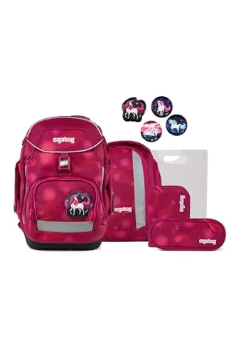 ergobag Pack Schulranzen-Set 6tlg. inkl. Klettie-Set - MondzauBär - Ergonomischer Schulranzen für Grundschüler, wächst mit dem Kind und bietet optimalen Tragekomfort. Hergestellt aus recycelten Materialien für Nachhaltigkeit.