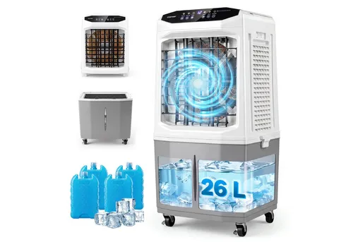 COSTWAY Standventilator mit Wasserkühlung – mobile Klimaanlage mit 12H Timer und 2 Modi - 3-in-1 Multifunktionsgerät: Klimaanlage, Ventilator und Luftbefeuchter in einem. Ideal für Zuhause oder Büro. Mit großem Wassertank für langanhaltende Kühlung und individuelle Windgeschwindigkeiten für Ihren Komfort.