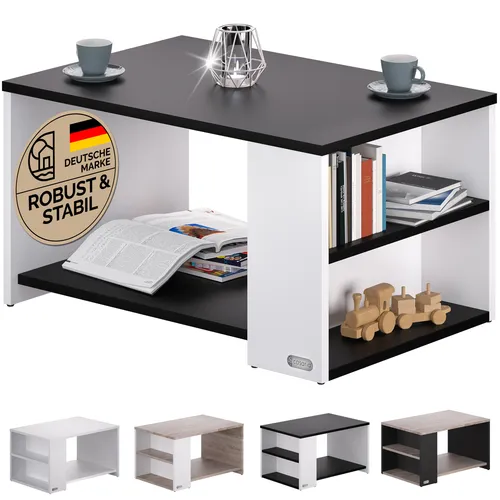 CASARIA® Couchtisch Weiß Grau Holz mit Stauraum