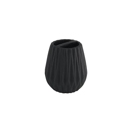 axentia Zahnbürstenhalter Chicago schwarz, hochwertig verarbeiteter Zahnbürstenständer aus Keramik mit modernem Design in schöner Farbe