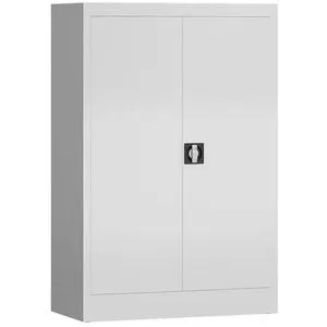 ClassiX Aktenschrank X-530297, abschließbar aus Metall - Hochschrank, abschließbar mit 2 höhenverstellbaren Fachböden, ideal für Ordnung und Sicherheit im Büro. Robuste Stahlblechkonstruktion, pulverbeschichtet in signalweiß.