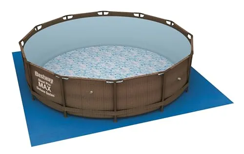 Bestway quadratische Bodenplane 396 x 396 cm für Aufstellpools bis Ø 366 cm, blau 58002