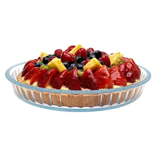 Riess Kelomat Tortenbodenform aus Simax Borosilikatglas in der Farbe Transparent, Maße: 28cm x 28cm x 4cm, 3756-115