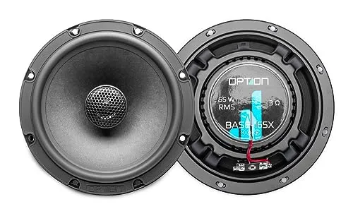 Option BASE-165X 16,5cm Auto Lautsprecher 2-Wege Koaxial-System – 3 Ohm, 55W RMS, 89dB – Koax Lautsprecher für klaren Sound im Auto – 1 Paar