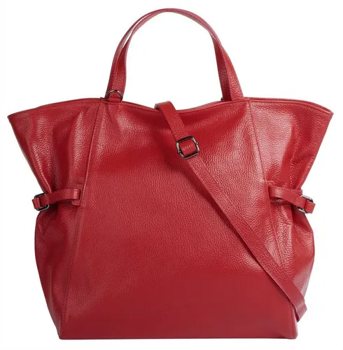 Shopper SAMANTHA LOOK, Damen, Rot, Echt Leder, Made in Italy - Eleganter Damen Shopper aus italienischem Leder mit seidig-glänzender Optik. Ideal für den Alltag dank großzügigem A4-Innenraum und zwei Tragevarianten. Perfekt für Arbeit und Besorgungen!