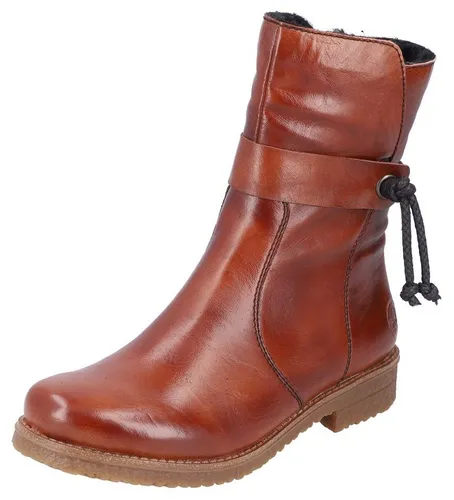 Rieker Damen Stiefelette 73551, Braun, Größe 42 EU - Wanderschuhe mit Reißverschluss und warmem Futter, ideal für kalte Wintertage. Der modische Riemen mit Kordel sorgt für einen stylischen Look und optimalen Tragekomfort.