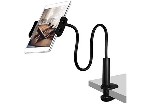 CLM-Tech Handy-Halterung Schwanenhals Tablet Halterung Bett - Kindle Halter Tisch -, (bis 11,00 Zoll, Geräte - iPad Halterung, 2-tlg., Flexibler Smartphone Ständer - verstellbarer Arm in schwarz und weiß)