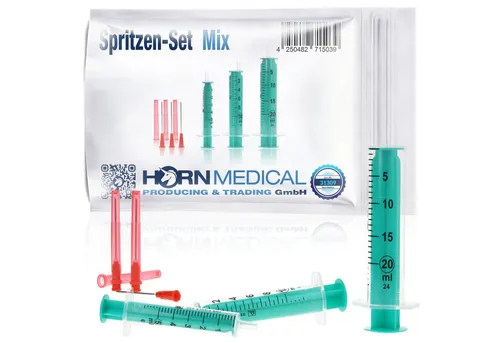 Horn Medical Einwegspritze Horn Medical Spritzen-Sets mit stumpfen Kanülen -Größe wählbar-, (Einwegartikel, einzeln steril verpackt), präzises Dosieren ohne Verletzungsgefahr