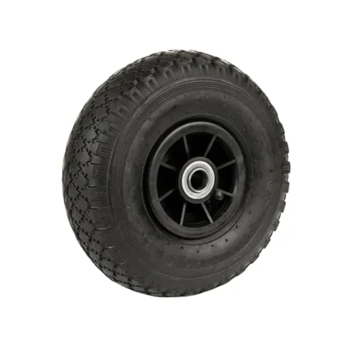 DOMINO Pneumatische Rad für Schubkarre 3.00-4 | Schubkarrenrad Stahlrad Vollgummi Durchmesser 260 mm Tragkraft 150kg | Ersatzrad Gummirad | Schubkarrenreifen | Rollenlager | Schwarz