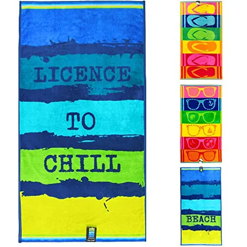 jilda-tex Strandtuch 90x180 cm Badetuch Strandlaken Handtuch 100% Baumwolle Velours Frottier Pflegeleicht (Chill)