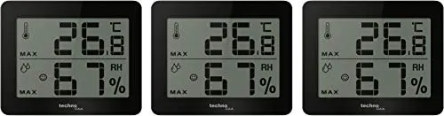 Technoline WS 9450 3er Set digitales Thermometer Hygrometer Thermo Hygro Wohlfühl-Indicator 3er Set