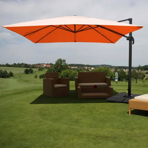 Gastronomie-Ampelschirm MCW-A96, 3x4m Sonnenschirm in Terracotta