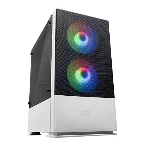 Mars Gaming MCZW, Premium-Kompakt-PC-Gehäuse, MicroATX, Panel + Front Mesh, Weiß