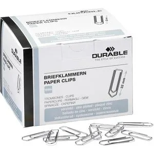 Durable Briefklammern 32 mm - 1000 verzinkte Büroklammern, ideal zum Organisieren von Unterlagen und Dokumenten