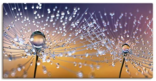 ARTLAND Wanddeko Leinwand Bilder Wandbild 100x50 cm Querformat Pusteblume Blumen Natur Pflanzen Abstrakt Modern Orange U1TA