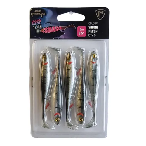 Fox Rage Slick Shad 9cm - 5 Gummifische, Farbe:UV Young Perch