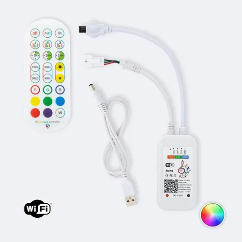 Controller Dimmer Tuya WiFi LED-Streifen RGB Digital SPI 5-24V DC mit IR Fernbedienung RGB