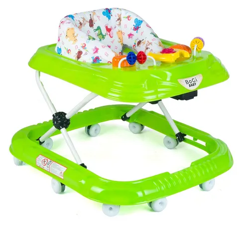 Tobi Gehfrei Lauflernhilfe mit Spielset - Grün - Hochwertiger Lauflernwage für Babys bis 12 kg. Mit höhenverstellbarem Sitz und vielseitigem Spielset fördert er spielerisch die Laufentwicklung. Praktisch zusammenklappbar für platzsparende Aufbewahrung.