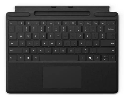Microsoft Surface Pro Keyboard mit Stiftaufbewahrung - Schwarz, elegantes Alcantara-Design für Surface Pro 8/9/10/X und PC 11. Gen.