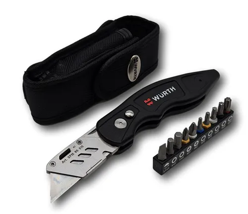 Würth Trapezklingen-Messer-Set mit Bits und Gürteltasche