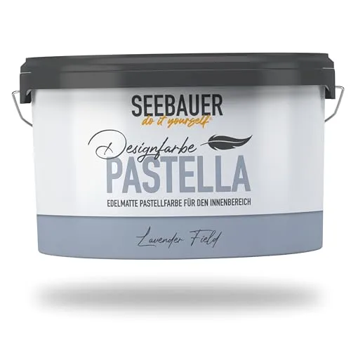 SEEBAUER diy Pastellfarbe PASTELLA Blau 2,5L (Lavender Field) Edelmatte Wandfarbe Blau Grau - Innenfarbe sehr hohe Deckkraft - Matt, Abwaschbar und Tropffrei