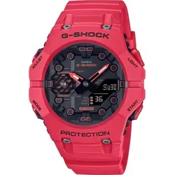 G-Shock Protection Uhr - Rot/Schwarz - Chronograph mit Bluetooth®-Technologie für kabellosen Datenaustausch und automatische Zeiteinstellung via Smartphone. Wasserdicht bis 20 Bar und ausgestattet mit Super Illuminator für optimale Sicht bei Dunkelheit.