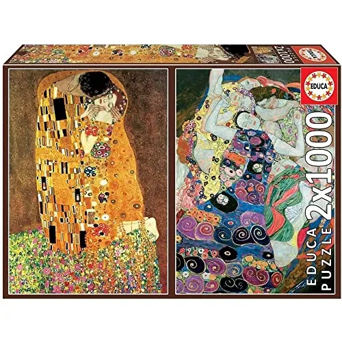 Educa - Puzzle 1000 Teile für Erwachsene | Klimt, 2x1000 Teile Puzzle für Erwachsene und Kinder ab 14 Jahren, Art Collection, Kunst, Jugendstil (18488)