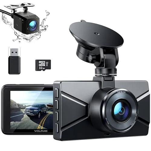 WOLFANG Dashcam 2,5K+1080P für Auto – Vorne und Hinten