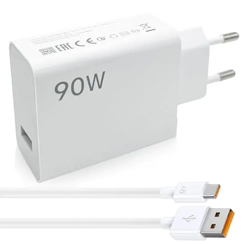 90W Ladegerät mit USB C Kabel für Xiaomi, Schnellladegerät USB Power Handy Ladegeräte, Schnelllade Adapter USB Netzteil 1Meter Ladekabel Typ C für Xiaomi/Redmi Note 14 13 12 11 Pro