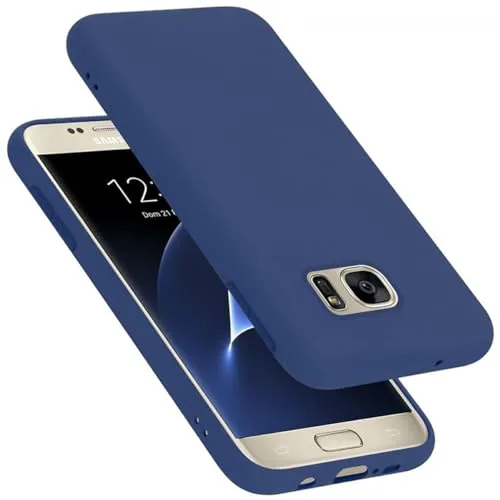Cadorabo Hülle kompatibel mit Samsung Galaxy S7 Hülle Silikon Handyhülle für Galaxy S7 Case aus flüssigem Silikon- Kratzfeste und stoßfeste dünne TPU Schutzhülle - Liquid BLAU