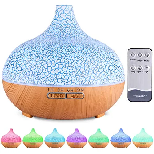 MUOIVG 550ml Aroma Diffuser,Ultra Leise Ultraschall Luftbefeuchter Aromatherapie,Ätherische Öle Luftbefeuchter,BPA-Free Aromatherapie Humidifier,7 Farben LEDLichter/Automatische Abschaltung