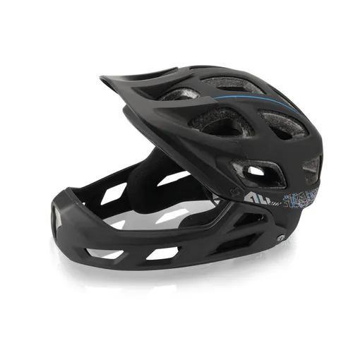 XLC All Mountain Full Face Helm BH-F05 - Ultimativer Schutz für Trails und Downhill, Schwarz, 52-56 cm, mit 17 Luftkanälen für optimale Belüftung und verstellbarem Drehrad für perfekten Sitz