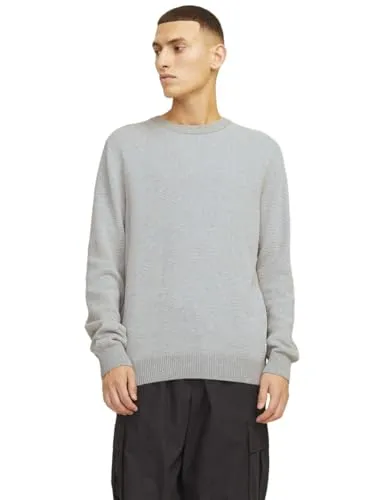 JACK & JONES Einfarbiger Strickpullover für Herren - Bequemer, normal geschnittener Langarmpullover aus 50% Baumwolle und 50% Bio-Baumwolle, ideal für lässige Outfits.