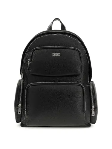 GUESS Boston Backpack Rucksack Schwarz - Stylischer Rucksack mit Staubbeutel, ideal für den Laptop und verstellbare Träger. Hergestellt aus 100% Polyurethan, vereint er Funktionalität mit modernem Design.