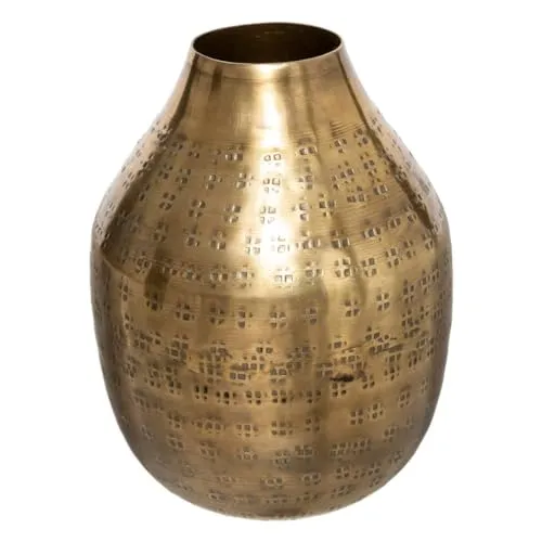 Atmosphera - Vase Oasis - gehämmertes Metall - goldfarben H. 15 cm - Model 3