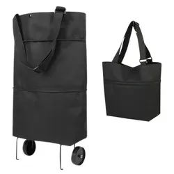 Faltbarer Einkaufstrolley mit Rollen – 3in1, wasserabweisend, 11 l, Schwarz