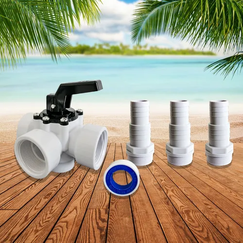 PoolSun 3 Wege Ventil Pool Schwimmbad Adapter Pumpe Poolheizung 32mm 38mm