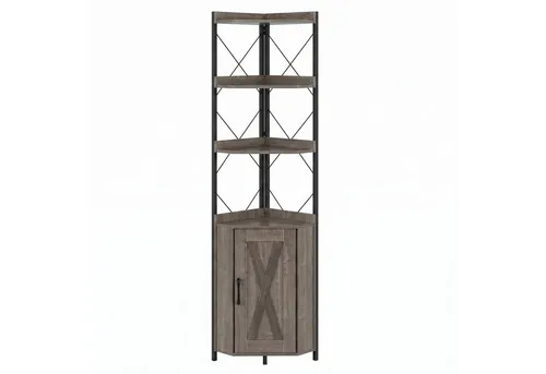 COSTWAY 6 stöckiges Eckregal mit Schrank und Metallrahmen