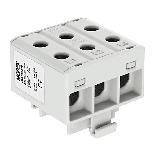 Verteilerblock f. Al/Cu geeignet 6x2,5-35mm2 grau 3pol. 1000V AC/DC Klemme isoliert OTL 35-3x MAA1335A10 Morek 4375