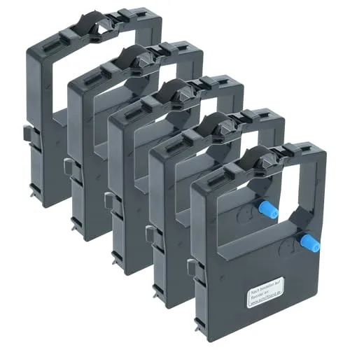 vhbw 5X Farbband Nylonband Tintenband kompatibel mit Nadeldrucker Oki Microline ML-182, ML-183, ML-192, ML-193, ML-280, ML-320 Ersatz für 9002303.