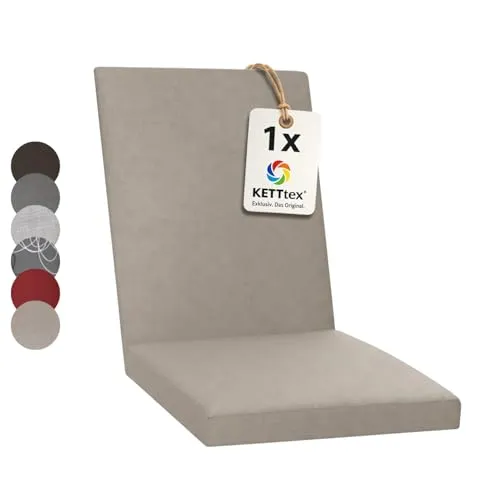 KETTtex Comfort Auflage Mittellehner Taupe I Gartenstuhl Polster 106x50x4/7cm I hochwertige und Pflegeleichte Sesselauflage I Wetter- und formbeständige Stuhlauflage I KTH2 Sitzauflage