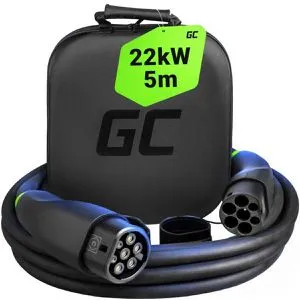Green Cell GC Snap Typ 2 Ladekabel 22kW 5m - Wallboxen für Elektroautos, 3-phasig und TÜV-zertifiziert, ideal für schnelles Laden von Modellen wie Model Y, ID.4 und mehr, inklusive Premium Koffer.