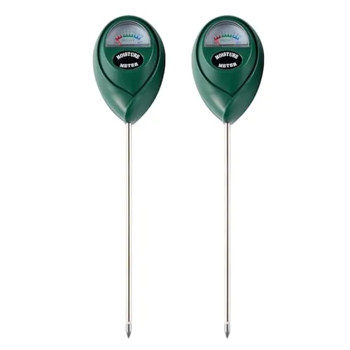 Packungen Bodenfeuchtigkeitsmessgerät, Pflanzenwasserzähler für Zimmerpflanzen, Bodentester Testkit Erde für Garten Rasen Bauernhof Innen & Außenbereich, keine Batterie erforderlich (Grün) 2