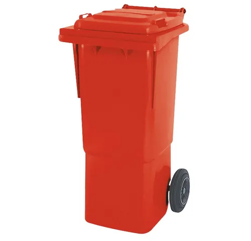 BRB Müllbehälter 60 Liter, rot, hohe Ausführung - Praktische Mülltonne mit 60 Litern, witterungsbeständig und fahrbar. Ideal für den täglichen Einsatz im Außenbereich, ausgestattet mit 2 Rollen für einfachen Transport.