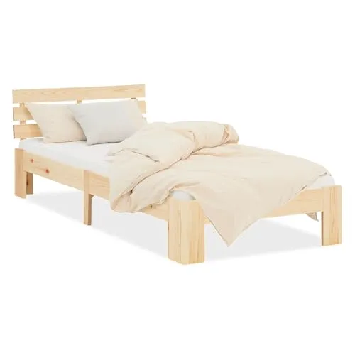 Homestyle4u Holzbett 90/120/140/160/180 x 200 mit Kopfteil - Stilvolles Doppelbett in Braun, inklusive stabilem Rollrost. Ideal für gemütliche Schlafzimmer und sorgt für einen erholsamen Schlaf.