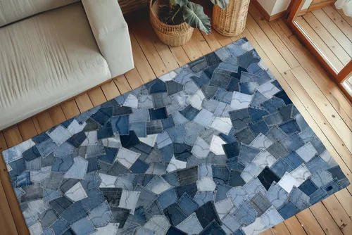 Obsession Teppich My Denim Pocket 465, rechteckig - Kurzflor-Teppich aus 100 % recycelten Materialien, handgenäht in Indien, besonders weich und für Fußbodenheizung geeignet – eine stilvolle und nachhaltige Wahl für Ihr Zuhause.