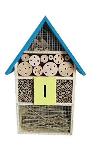 Eifa XXL 50 cm Insektenhotel BLAUES Dach Natur/Nistkasten Insektenhaus aus Holz für Bienen, Schmetterlinge, Käfer & andere Tiere