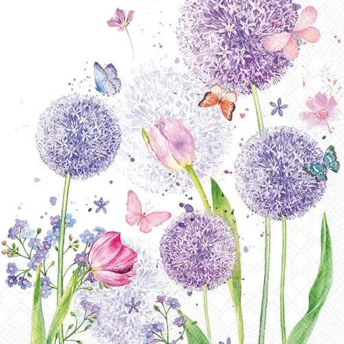 Ambiente Serviette Flower Beauty 33x33 cm 20 Stk. Papier einseitig bedruckt weiß Rückseite Frühling viertel Motiv ideales Dekor DIY Möbel Schubladen Bastelbedarf Decoupage seizoen Frühlingsdekoration