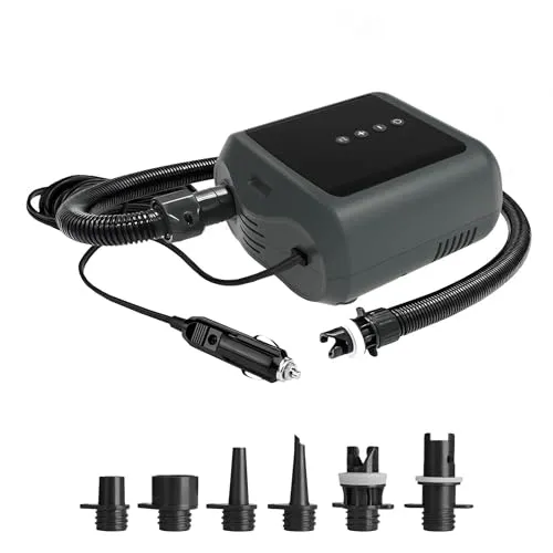 PBG 6 Elektrische SUP Pumpe – 12V Auto-Luftpumpe mit LCD Display, bis 16 PSI & 80 l/min – Kompakte Luftpumpe für SUP Boards, Kajaks, Boote & Outdoor-Zubehör